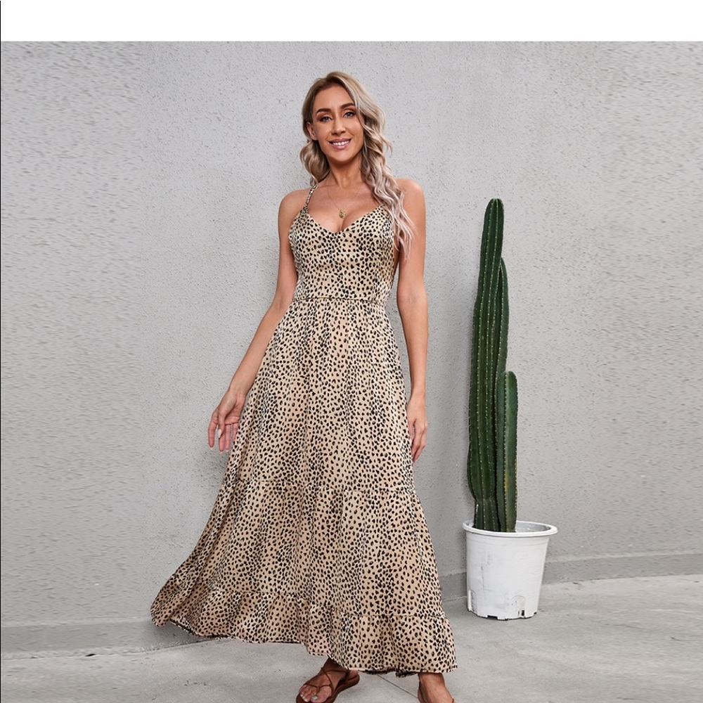 Lace up backless maxi slip dress